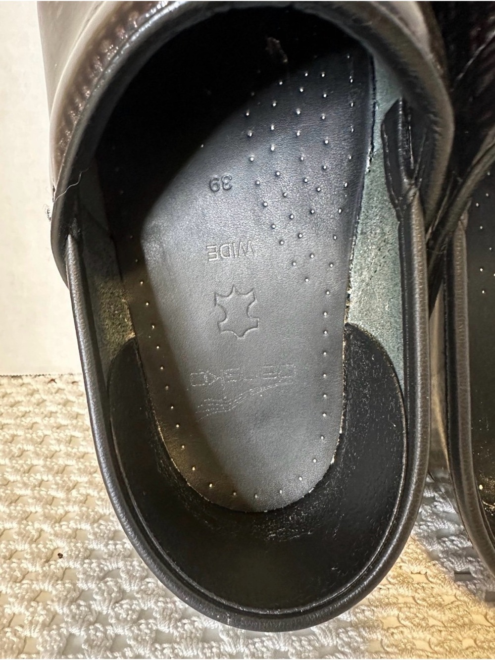 Dansko Professional Clogs 39 Wide Black Gold Plaid Shimmer Leather EU39 - Picture 5 of 6